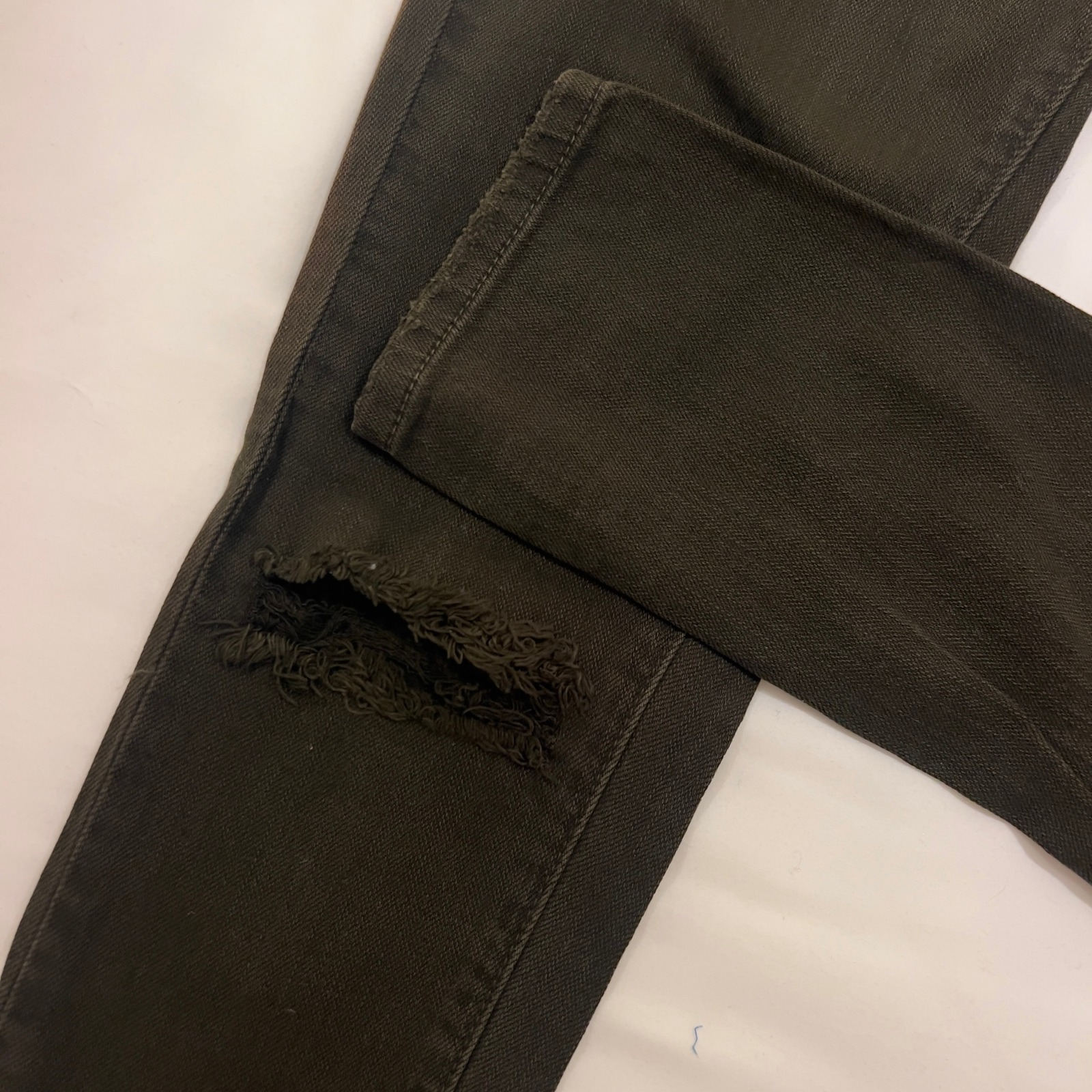 Carmar Distressed Knee Blowout Slim Jeans Olive Green Size 27 — image 6 of 8